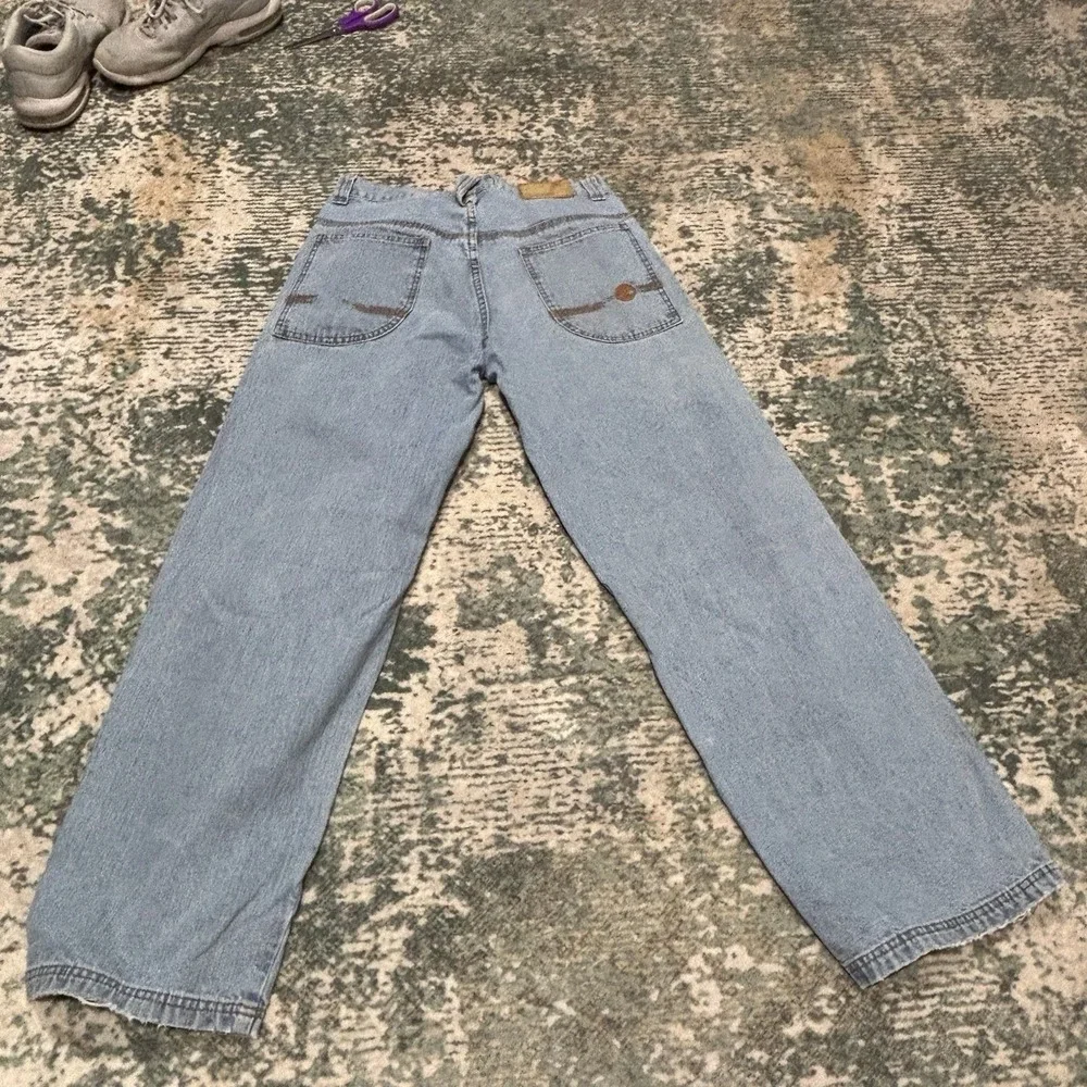 Vintage 90s Timberland Wide Leg Baggy Embroidered Jeans 30X30 - Picture 2 of 9